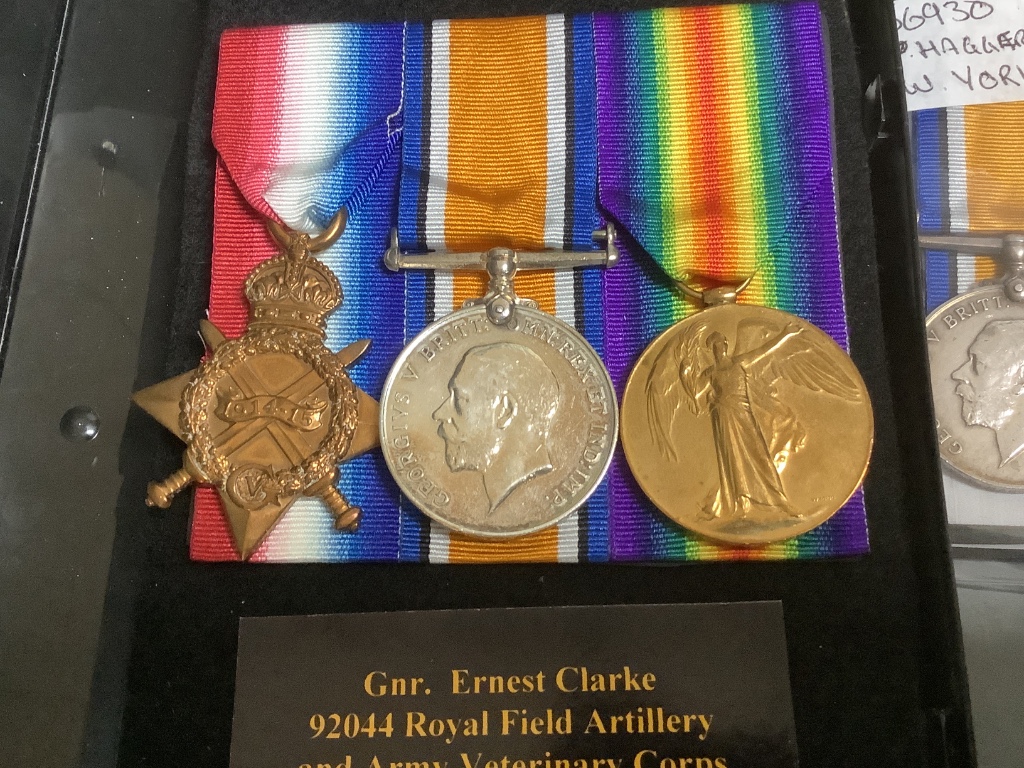 WW1 trio to Gunner Ernest Clarke RFA and sundries